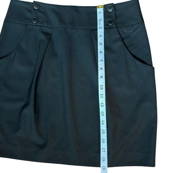 Theory Black Maryelia Tailor Pleated Mini Skirt Size 10 Pockets Classy w Buttons - Picture 10 of 10